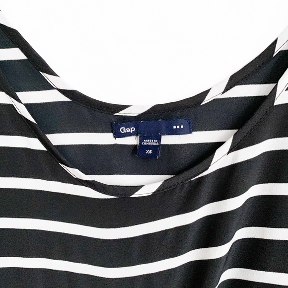 GAP Black & White Breton Striped Peplum Tank XS - Picture 3 of 4